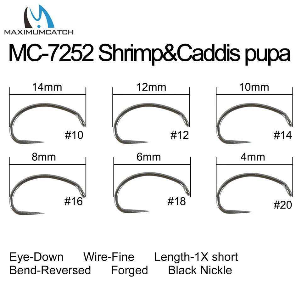 Maximumcatch 100pcs 6/8/10/12/14/16/18 Fish-Friendly Barbless Fly Tying Hook+ Dry Wet Nymph Shrimp Caddis Pupa Jig Fishing Hooks Z260228
