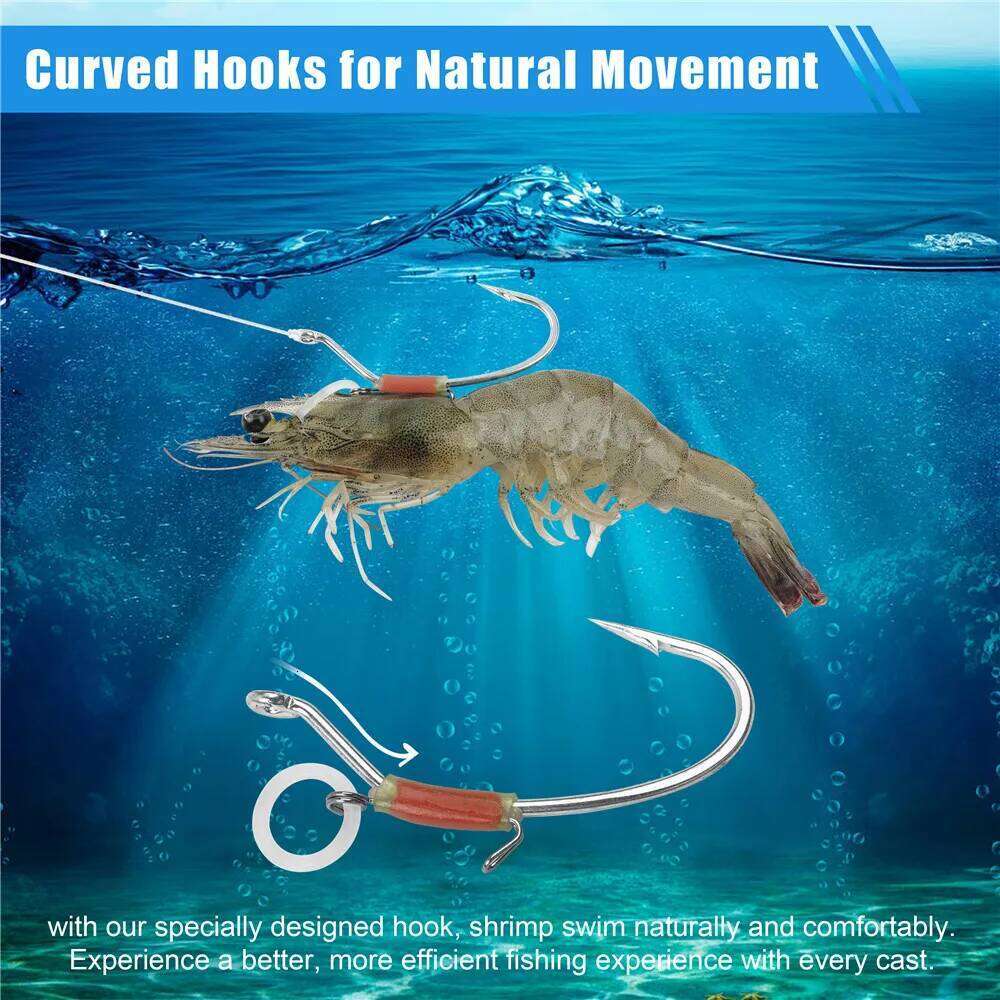 10pcs Luminous Stainless Steel Saltwater Live bait Fishing Hooks Shrimp Walker for Bas Groupers Pike Catfish Z260228