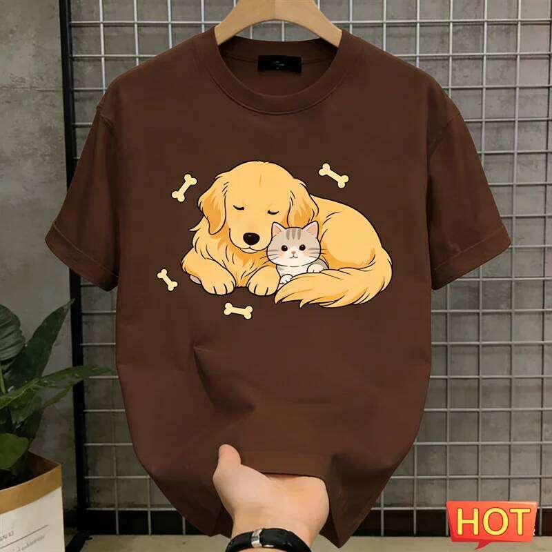 Cute Golden Retriever Graphic T Shirts Fashion Trendy Summer Short Sleeve 3D Printed T-shirt Casual Oversized Unisex Couple Tees C260228 - view 4