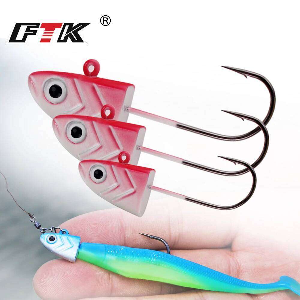 FTK Fishing Hooks 5g 12g 25g crank head Jig lure hard bait soft worm jig hook for fishing Z260228