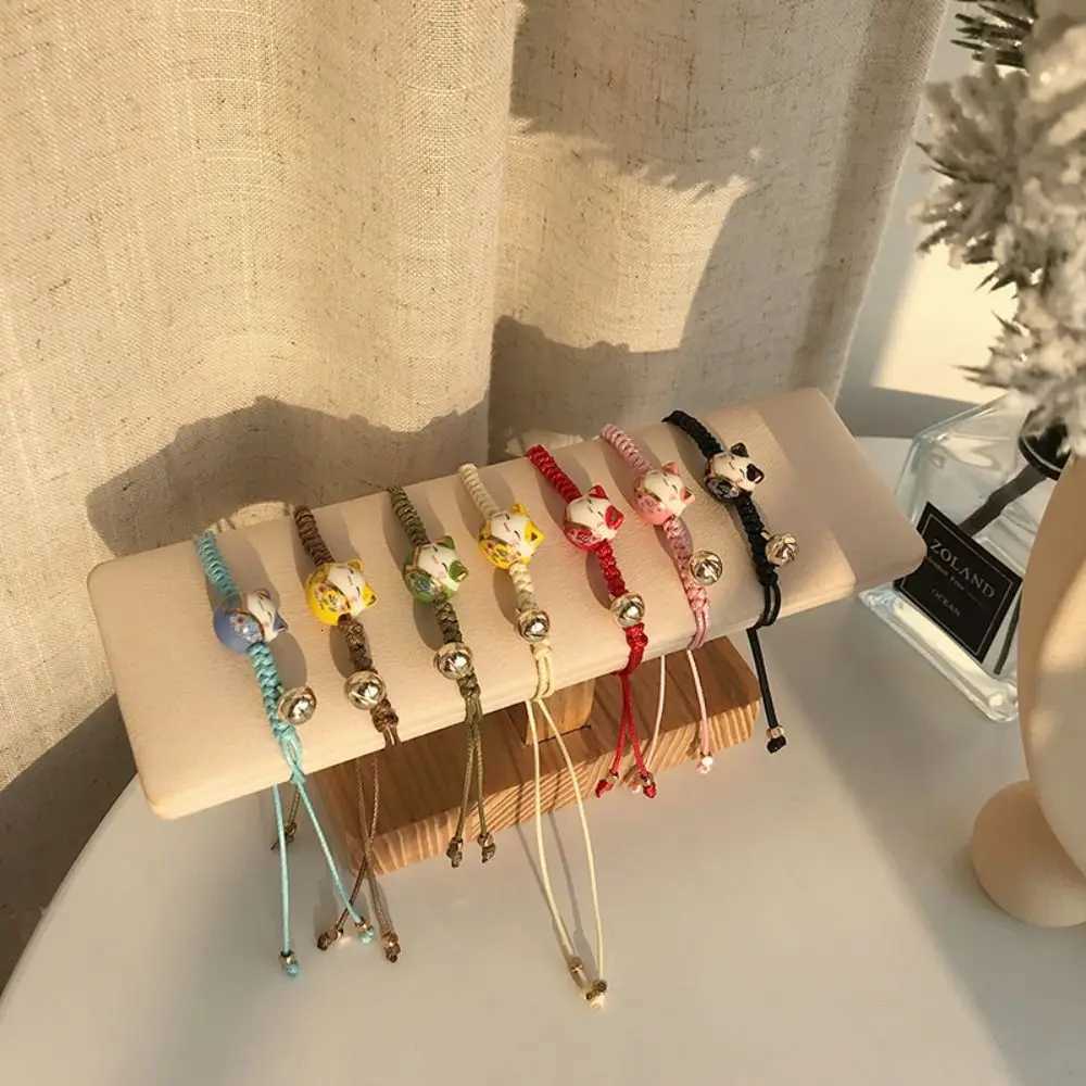 Cat Pendant Gifts Cute Handmade Lovers Red Braided Rope Chinese Style Jewelry Maneki Neko Bracelet Women Hand Ring H260228