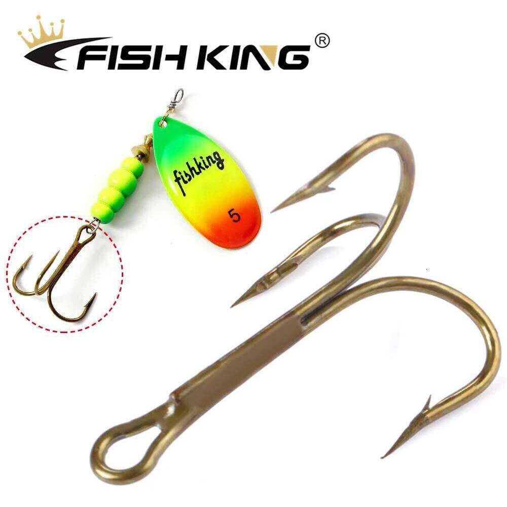 FISH KING 20pcs/pack Hook High Carbon Steel Treble Overturned Fishing Tackle Super Sharp Triple Hooks For Bass Z260228