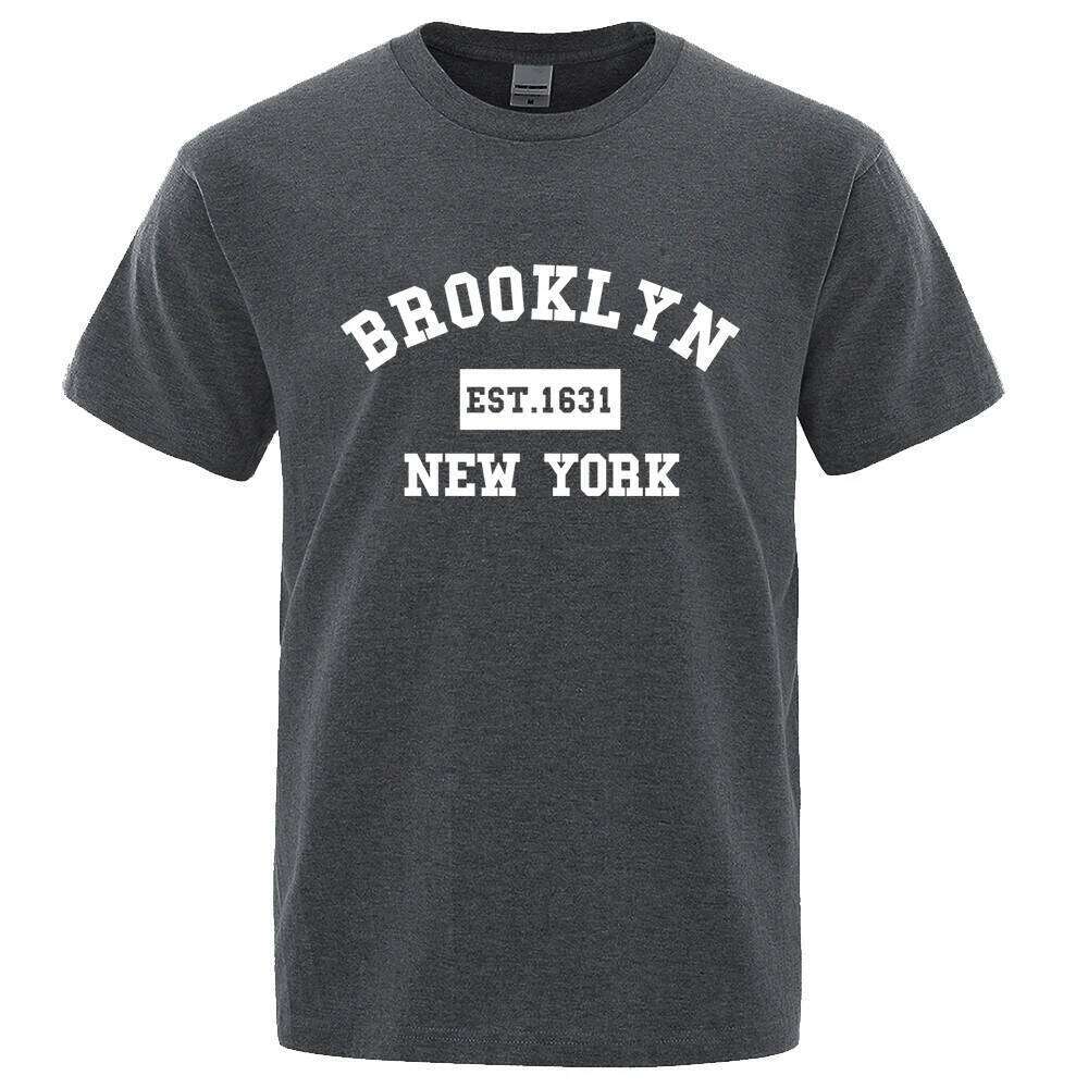 Brooklyn Est. 1631 New York Letter Print T-Shirt Man Casual Loose T-Shirts Summer Cotton Tops Fashion Breathable Tee Clothing C260228 - view 3
