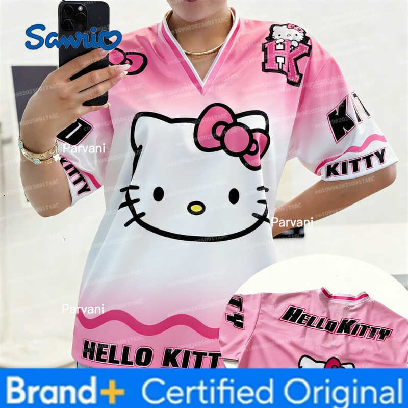 Sanrio Summer Man Tshirt Hellokitty Cartoon Graphic Printed Men T-Shirt CuteFashionable Football Sportswear Loose Casual Women T-shir H260228