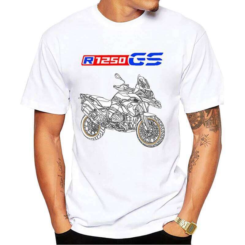 Drive The Classic Motorcycle R 1250 GS E30 Printed T-shirt Summer Men's Short Sleeve White Casual Top Hip Hop Boys' Cycl C260228 - view 5