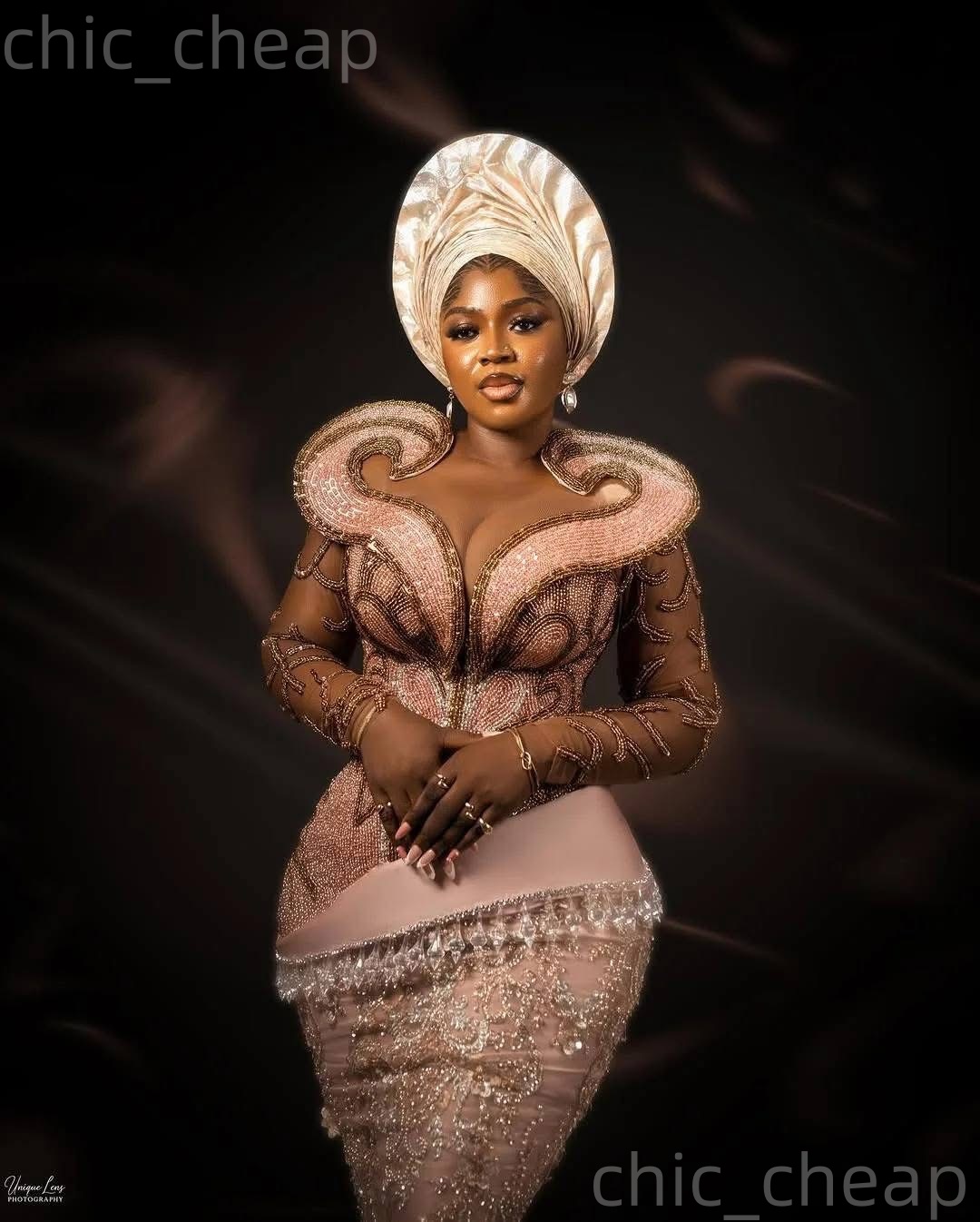 Aso Ebi Champagne Prom Dress 2026 Mermaid Sheer Neck Crystals Sequined Stylish Evening Dresses For Black Women Birthday Party Formal Receiption Gowns 