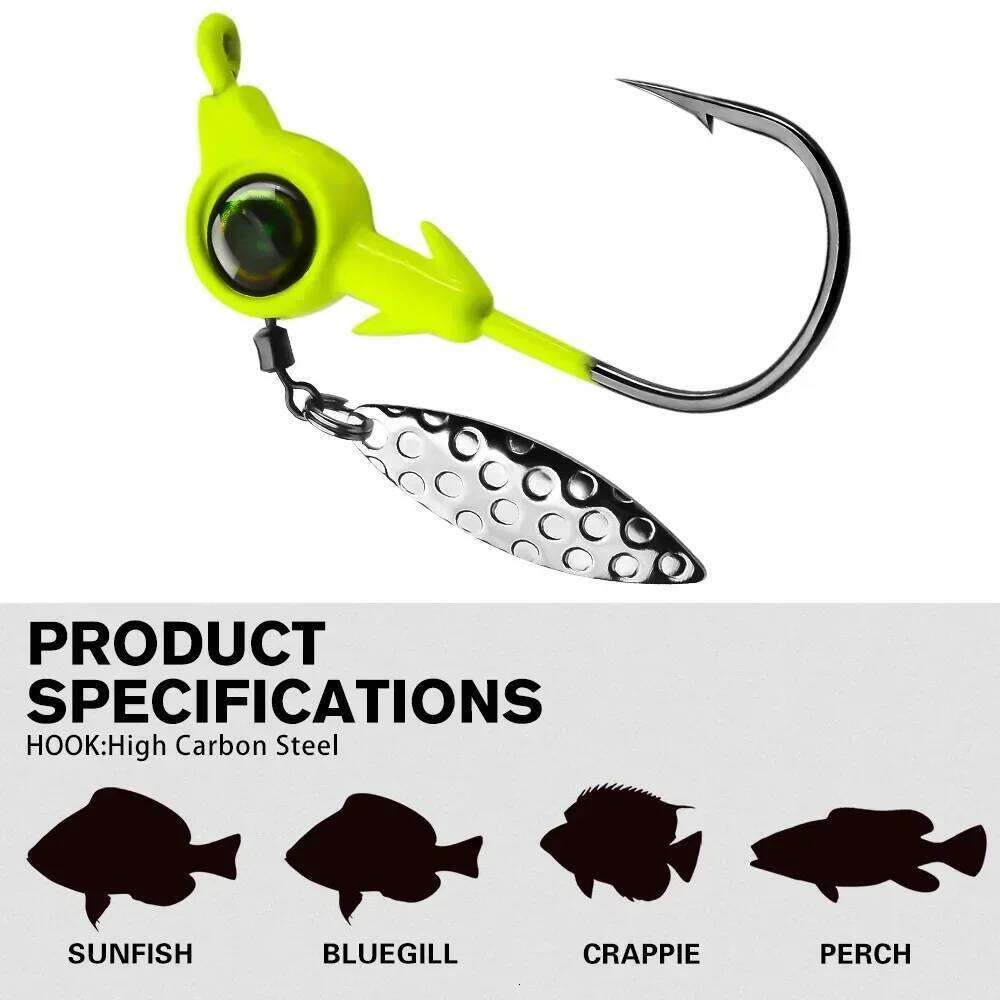 5pcs Head 3.5g 5g 7g 10g Hook Rotating Sequins Jig Lure Metal Spoons Hard Baits For Soft Worm Fishing Tackle Z260228
