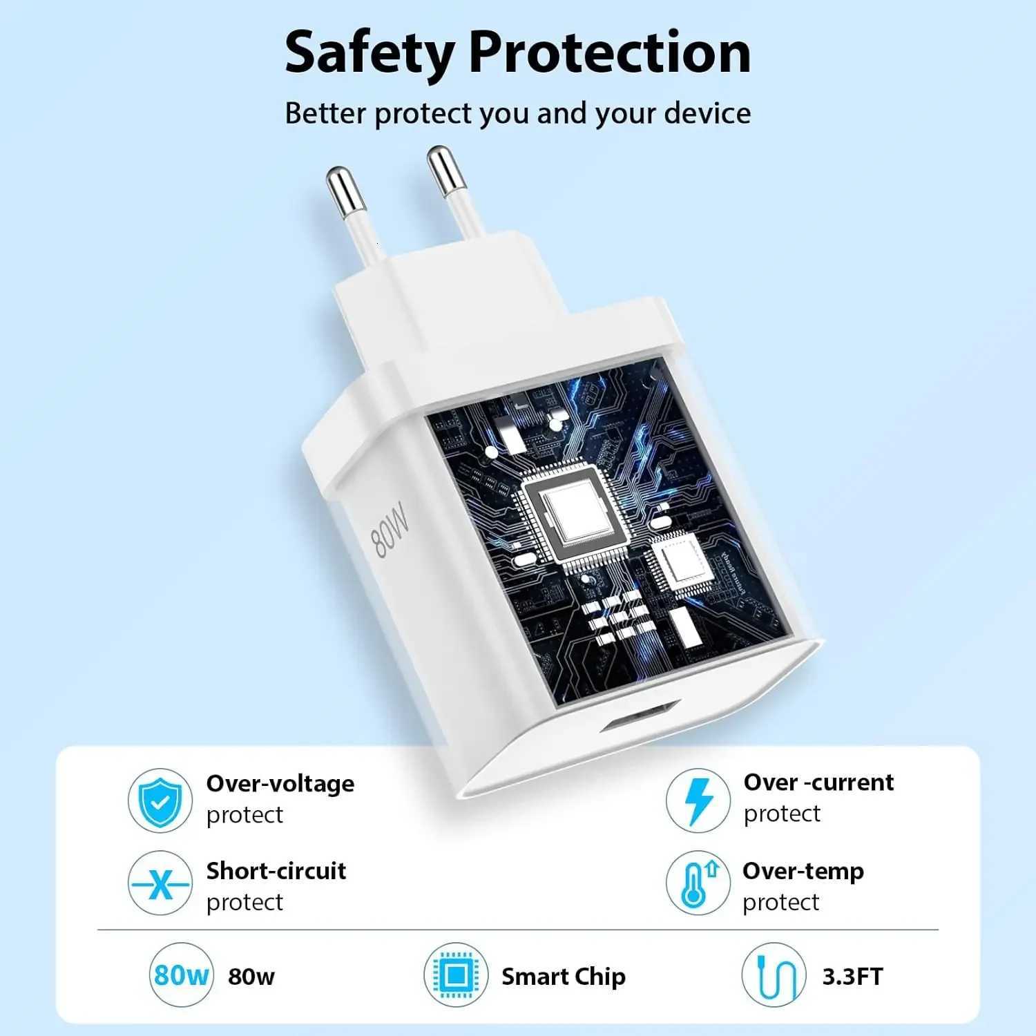 For For OnePlus 80W SuperVOOC EU Fast Wall Charger for OnePlus 10 11 12 Nord CE 2 3 Lite OPPO realme 10 GT NEO 2 3 Type C USB Cable X260228