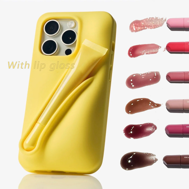 RH 17 pro max phone case designer Portable Case Lip Gloss Lipstick Lip Balm Make-Up Silicone Phone Case for iPhone 18 16 15 14 13 ProMax Cover Silicone Soft iphone case