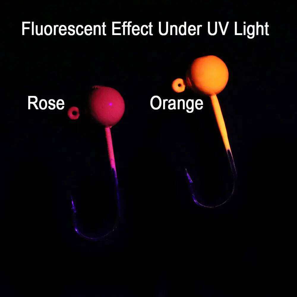 ICERIO 10PCS 3g 5g Weighted Round Shape UV Coated Paint jig head Barbed Fishing Soft Worm Lure Hook Orange Rose Z260228
