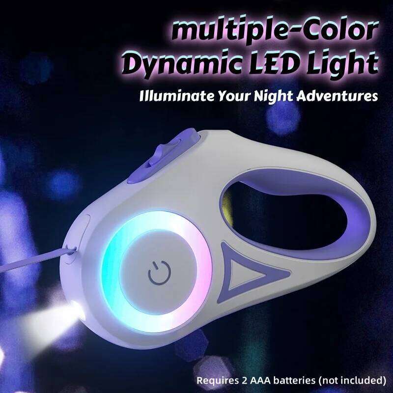 Pet Supplies LED Light Up Retractable Dog for Small Medium Breeds Glow in the & Dark Auto Stop Safety Leash with Reflective Strips