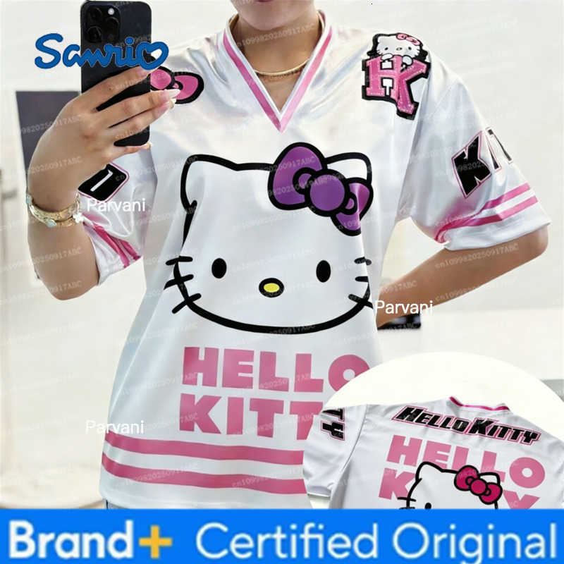 Sanrio Summer Man Tshirt Hellokitty Cartoon Graphic Printed Men T-Shirt CuteFashionable Football Sportswear Loose Casual Women T-shir H260228
