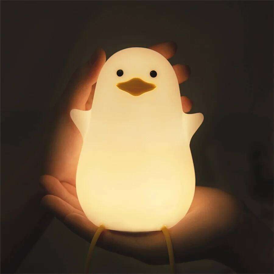 Duck Silicone Night Light for Children with Timer Usb Rechargeable Dimming Touch Lamp Sleeping Bedroom Cartoon Animal Decor Gift Z260227