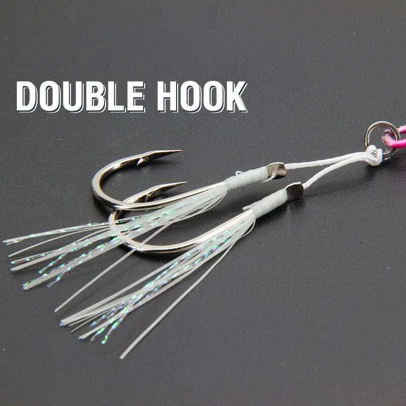 Luminous Jigbait Have Barbed Lure Tie Wool Iron Plate Auxiliary Single Double Scattered Hook Saltwater Z260228