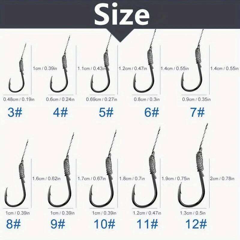 50PCS Small Size With PE Line 3#-8# Pre Tied Hooks String Sub-line Hook for Carp Fishing Z260228