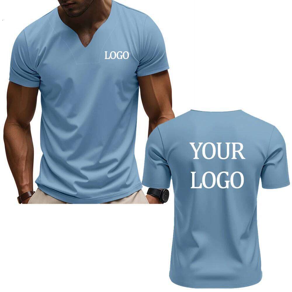 DIY custom printed V-neck fashionable men's short-sleeve T-shirt, stylish elegant casual streetwear top, everyday wear C260228 - view 6