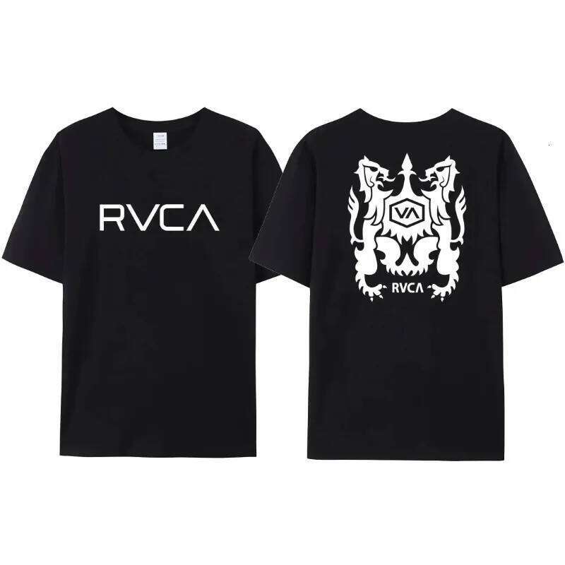 RVCA Men's and Women's Black Summer Comfortable Short Sleeve Fashion Brand T-shirt Street Clothing C260228 - view 7