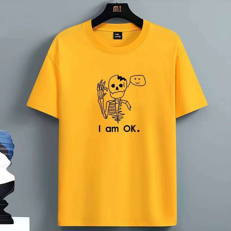 Summer For Men's 100_ Pure Cotton Casual Loose Plus Size I'm Ok Printed Sports Comfortable Round Neck Short Sleeved T-shirt C260228 - view 3
