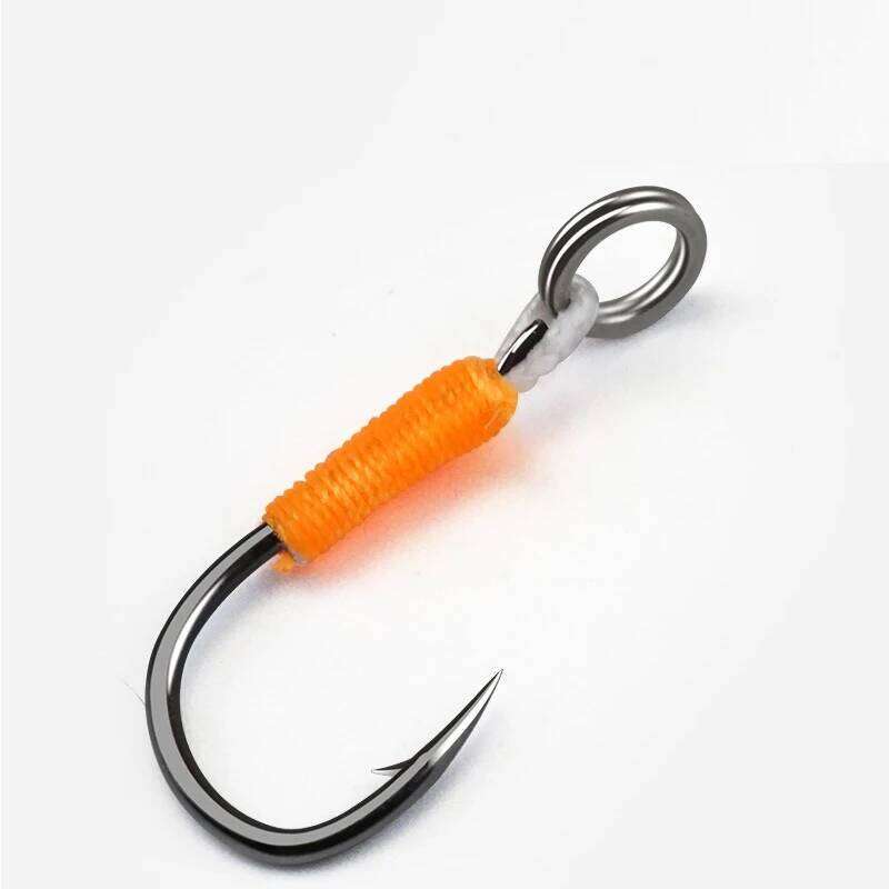 10pair/lot Hook Jig Double PairHooks Barbed Thread Accessories Pesca High Carbon Steel Fishing Lure Slow Jigging Z260228