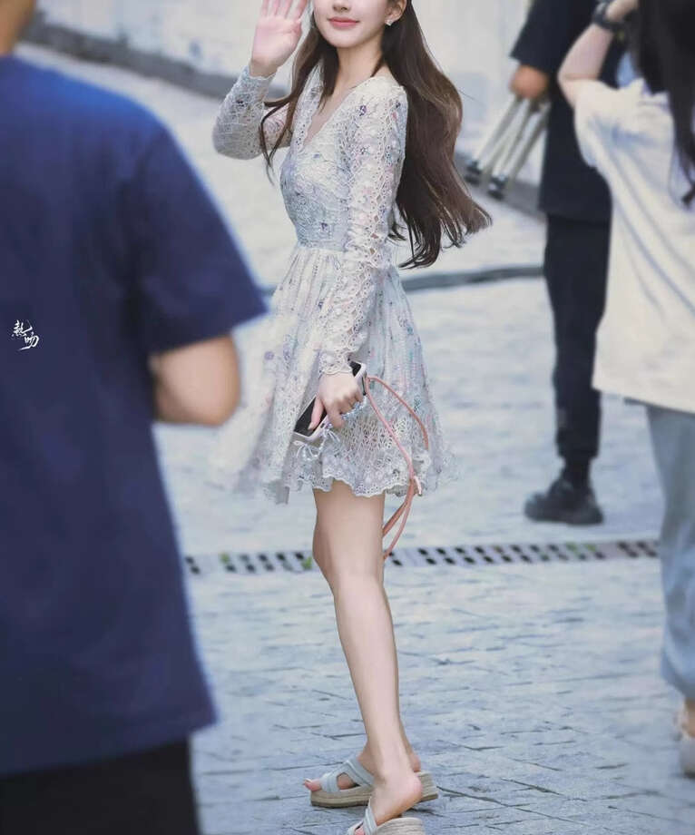 2026 Spring/Summer Celebrity Same Style Cotton Embroidered Hollow Print Sweet and Gentle Girl a3 Love Dress