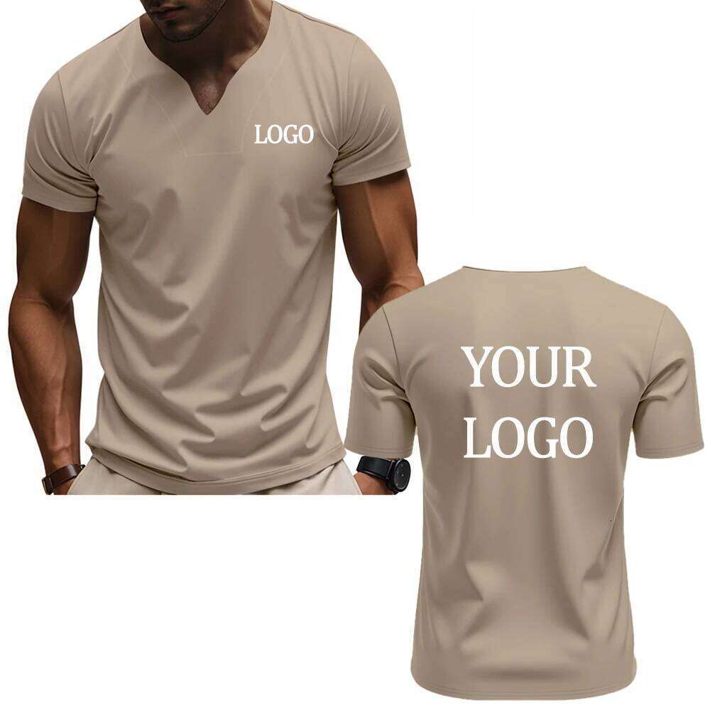 DIY custom printed V-neck fashionable men's short-sleeve T-shirt, stylish elegant casual streetwear top, everyday wear C260228 - view 5