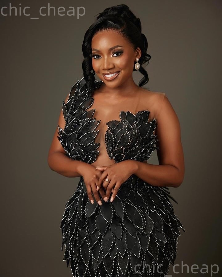 2026 Black Sheath Cocktail Dress Sheer Neck Florals Crystals Short Mini Graduation Homecoming Dresses For Special Occasions Sweetheart Gowns ZJ066