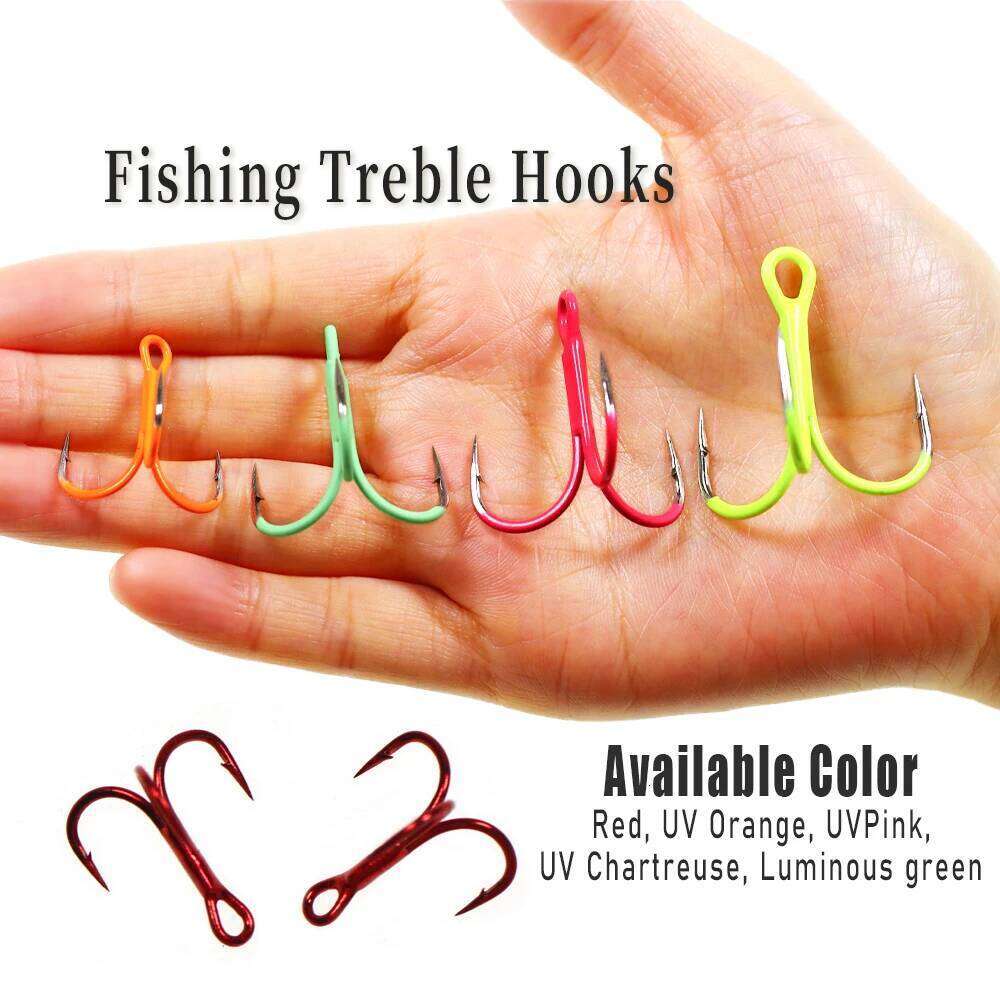 Wifreo 10pcs Luminous Green Treble Barbed Sharp Triple Sea Hooks Hard Lures Bait Hook Fishing Tackle Z260228