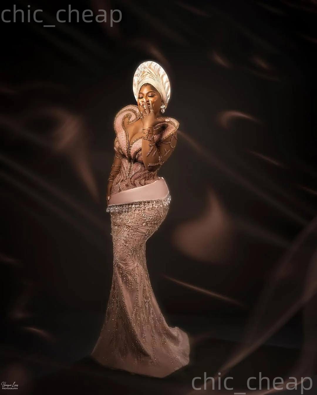 Aso Ebi Champagne Prom Dress 2026 Mermaid Sheer Neck Crystals Sequined Stylish Evening Dresses For Black Women Birthday Party Formal Receiption Gowns 