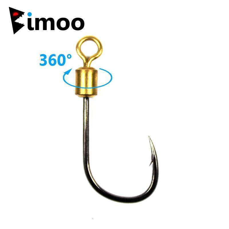 Bimoo 10pcs Rotating Fish Hook with Swivel High Carbon Steel Sharp Barbed for Bait Lure Carp Fishing Hooks Z260228
