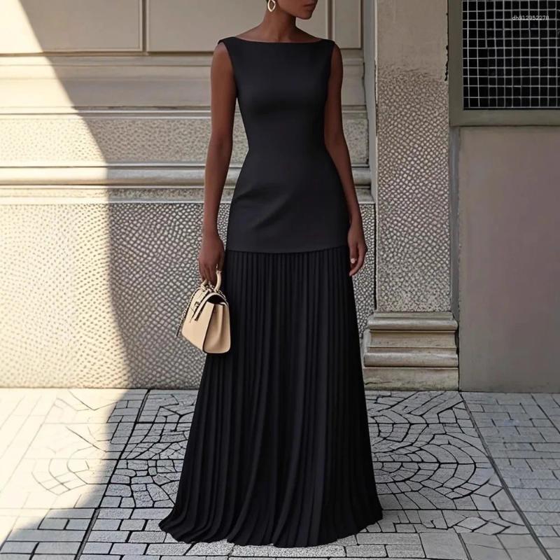 Casual Dresses 2026 Spring And Autumn Fashion Elegant Dress Party Vest Overskirt Pleated Women's Two-piece Set