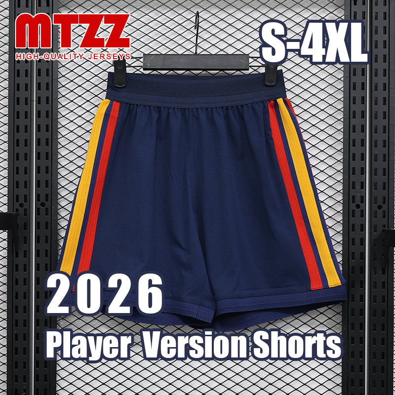 4XL XXXL MTZZ 26 27 World Cup Spanish Player Version Shorts Home Away Third 2025 2026 Short Sport Pants Breathable