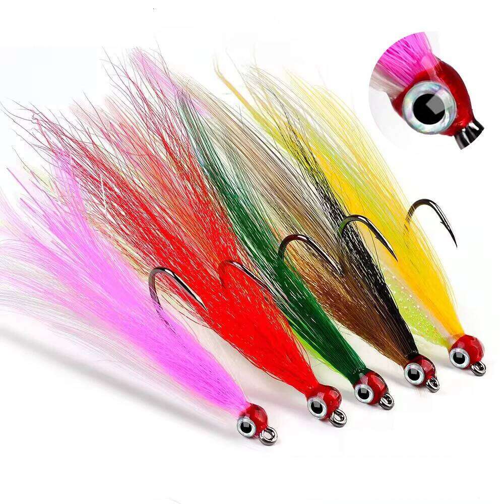 5pcs/bag High Carbon Steel Feather Bionic Lure pesca Gear Barbed Single Hook Outdoor Fishing Accessories Z260228