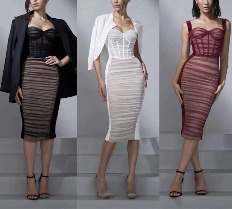 2026 spring/summer fashion sexy transparent designer strapless corset slimming tight dress
