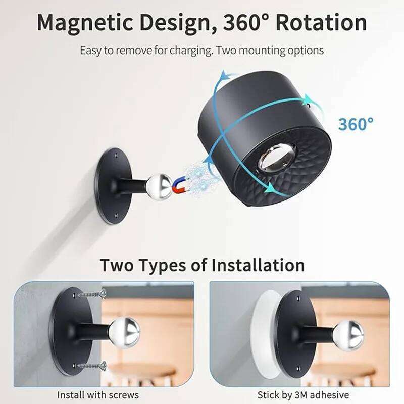 9 Colors 360 Rotation Wall Mounted Night Lights RGB LED Up Down Remote Rechargeable Wireless Reading Bedroom Lamp Z260227