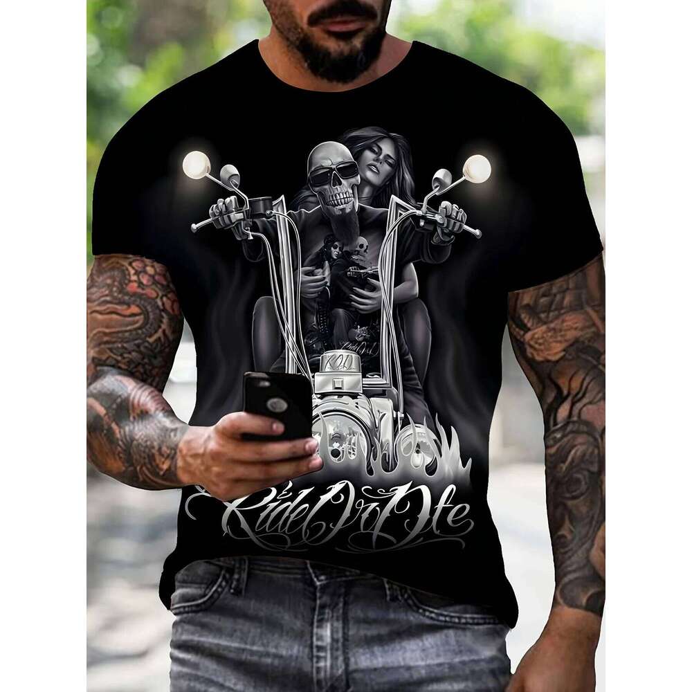 3D Printing Motorcycle Short Sleeve Retro Classic Men's Street Cycling Shirt Top Oversized T-Shirt C260228 - view 4