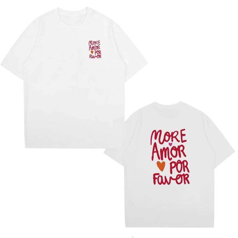 More amor por favor Letter printed short sleeve T-shirts Men Women Casual Crew Neck Simplicity T shirt Summer Fashion Top Unisex C260228 - view 3