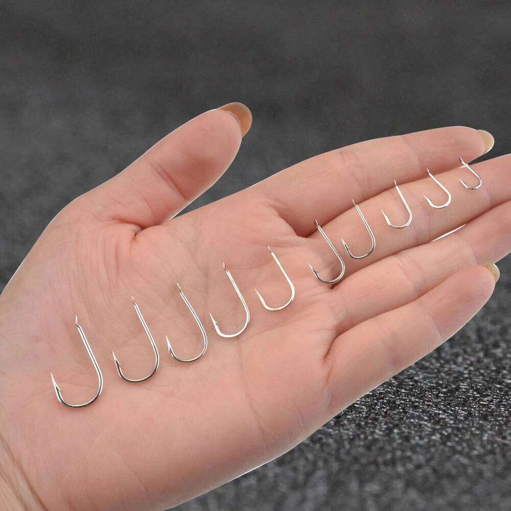FTK 100pcs/pack Long Shank 1#-10# Fish High Carbon Steel Sharp Barbed Bait Hook Trout Bass Fishing Hooks Z260228