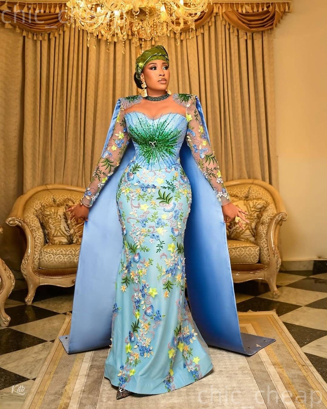 Aso Ebi Sky Blue Prom Dress 2026 Mermaid Lace Crystals Beaded Satin Evening Dresses For Black Women Birthday Party Formal Receiption Gowns Dresses ZJ0