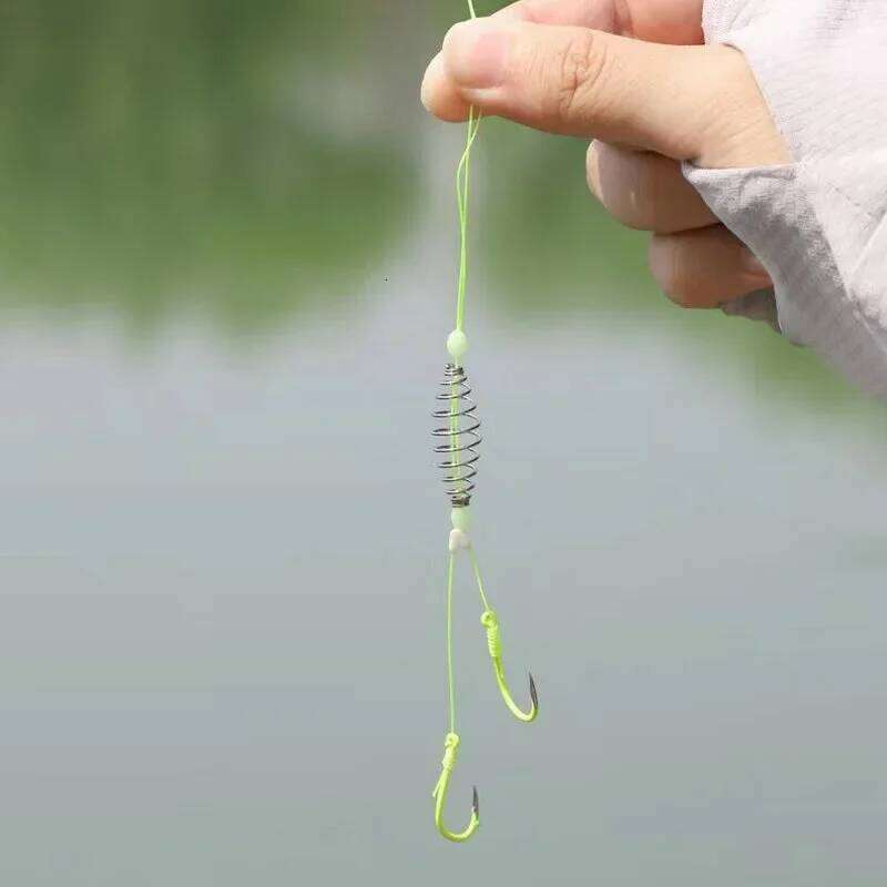 5pcs/set Fluorescent Green High Carbon Steel Hook 8# -13# Strong Sharp Spring Hooks for Saltwater Freshwater Fishing Z260228