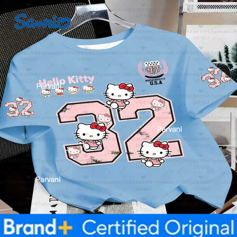 Sanrio Summer Womens Girls Casual Hello Kitty 3D Print Graphic Kid Cute T-Shirt Boy Round Neck Tee Outdoor Sport Mens T-shirt H260228