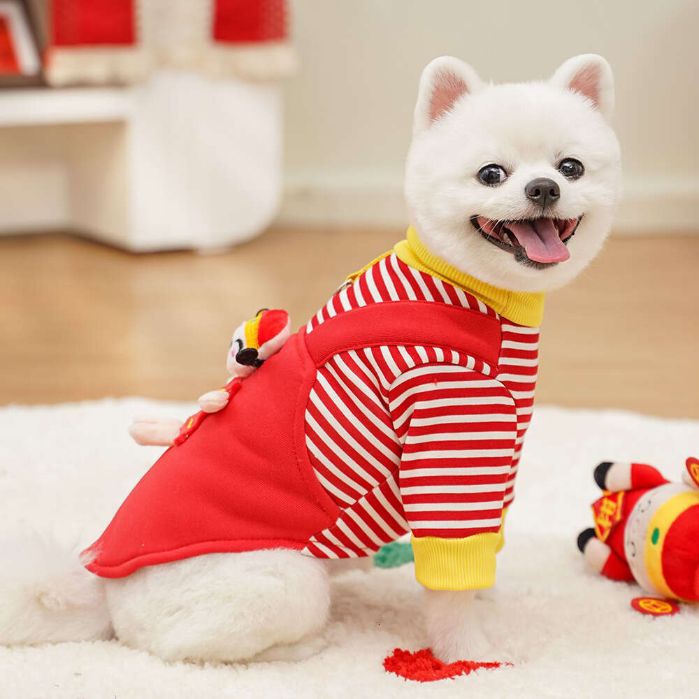 Famous brand New Year God of Wealth Autumn Winter Pet Fleece Hoodie Cat Supplies Medium Dog French Bulldog Four legged Clothes pupakaIK