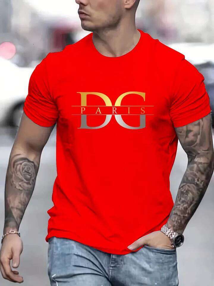 Men's T-shirt with gradient ramp letter print, quick-drying, breathable, high-quality street Harajuku clothing for summer C260228 - view 6