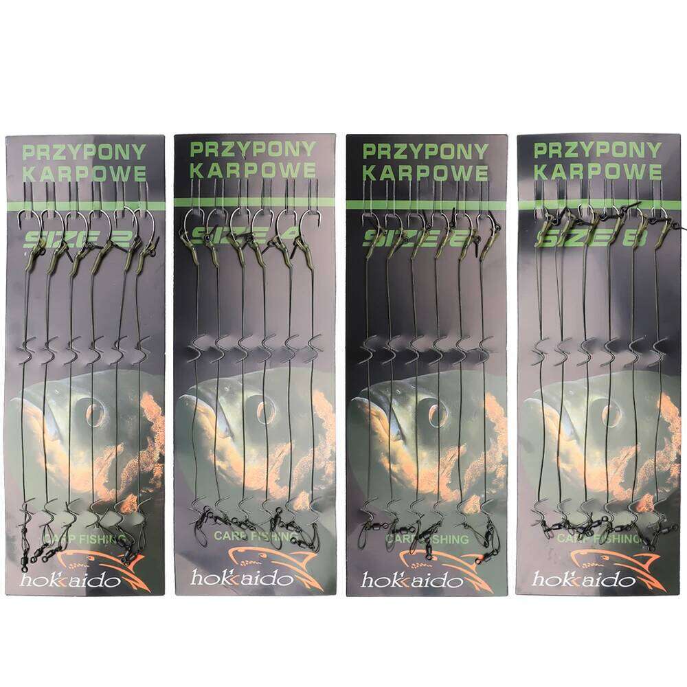 FTK 6PCS Hook With Bait Screw/Ring Swivel Strong Curve Shank Rig For Carp Fishing Accessories Tackle Z260228