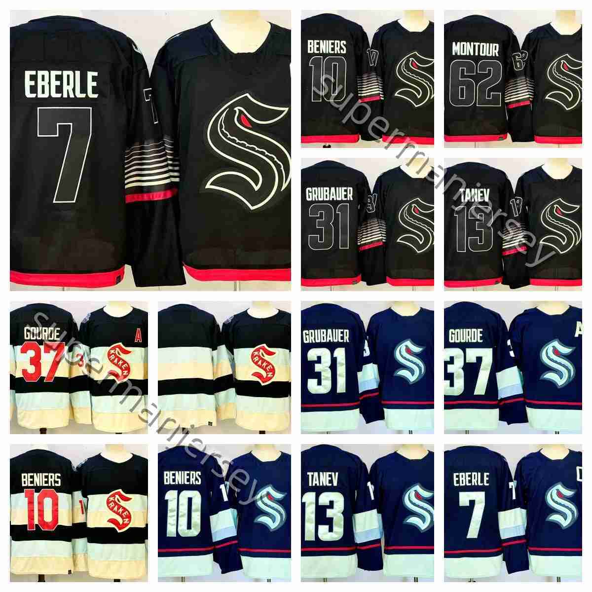 Team Seattles Kraken Hockey Jersey Matty Beniers Philipp Grubauer Eberle Schwartz Yanni Gour