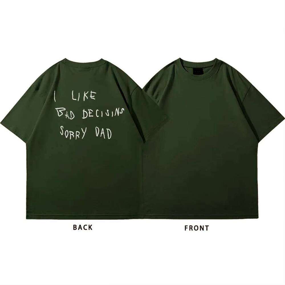 Men's Stylish T-shirt Beautiful Quote Print "I LIKE BAD DECISIONS. SORRY DAD" - Cool Streetwear Shirt with Hand-drawn Tops C260228 - view 6