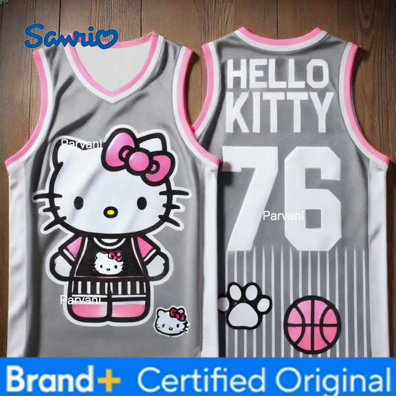 Sanrio 2025 Summer New Fashionable Kawaii Hello Kitty Vest Womens Casual Shirt Street Outdoor Running Basketball Training Top H260228