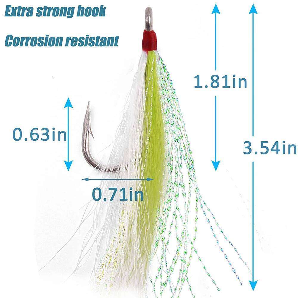8Pcs/4Pcs Bucktail Teasers Hook Saltwater Lures Rig Stainless Steel Fishing Jig Hooks For Catfish Bass Z260228