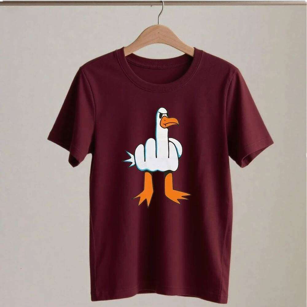 Rude Seagull Design Funny Graphic Tshirt Loose Fit Casual Tee Daily Streetwear Breathable Tops for Men and Women Cartoon Shirt C260228 - view 6