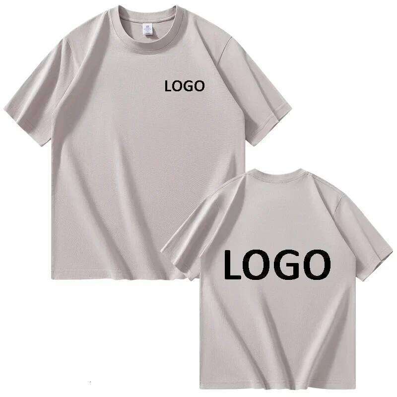 European size 100% pure cotton custom men's T-shirt front and back logo text photos, summer breathable short sleeved top2025 C260228 - view 6