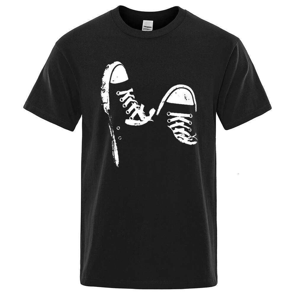 Blue Hip Hop Rock Men's Oversized Cotton T-Shirt, White Skull Graphic, O-Neck Short Sleeve Casual Skate Tee - view 3